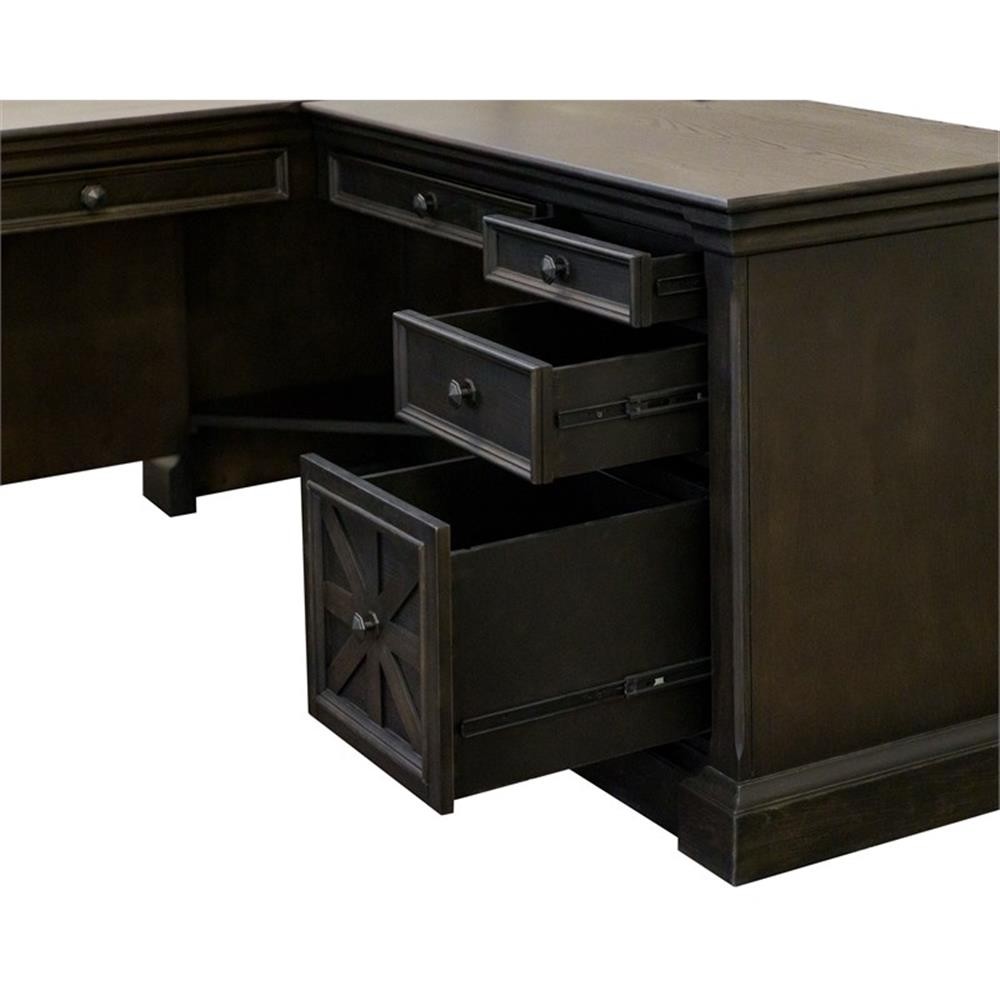 Martin Furniture 66″W Wood L-Desk & Return Writing Table & Return in Dark Brown
