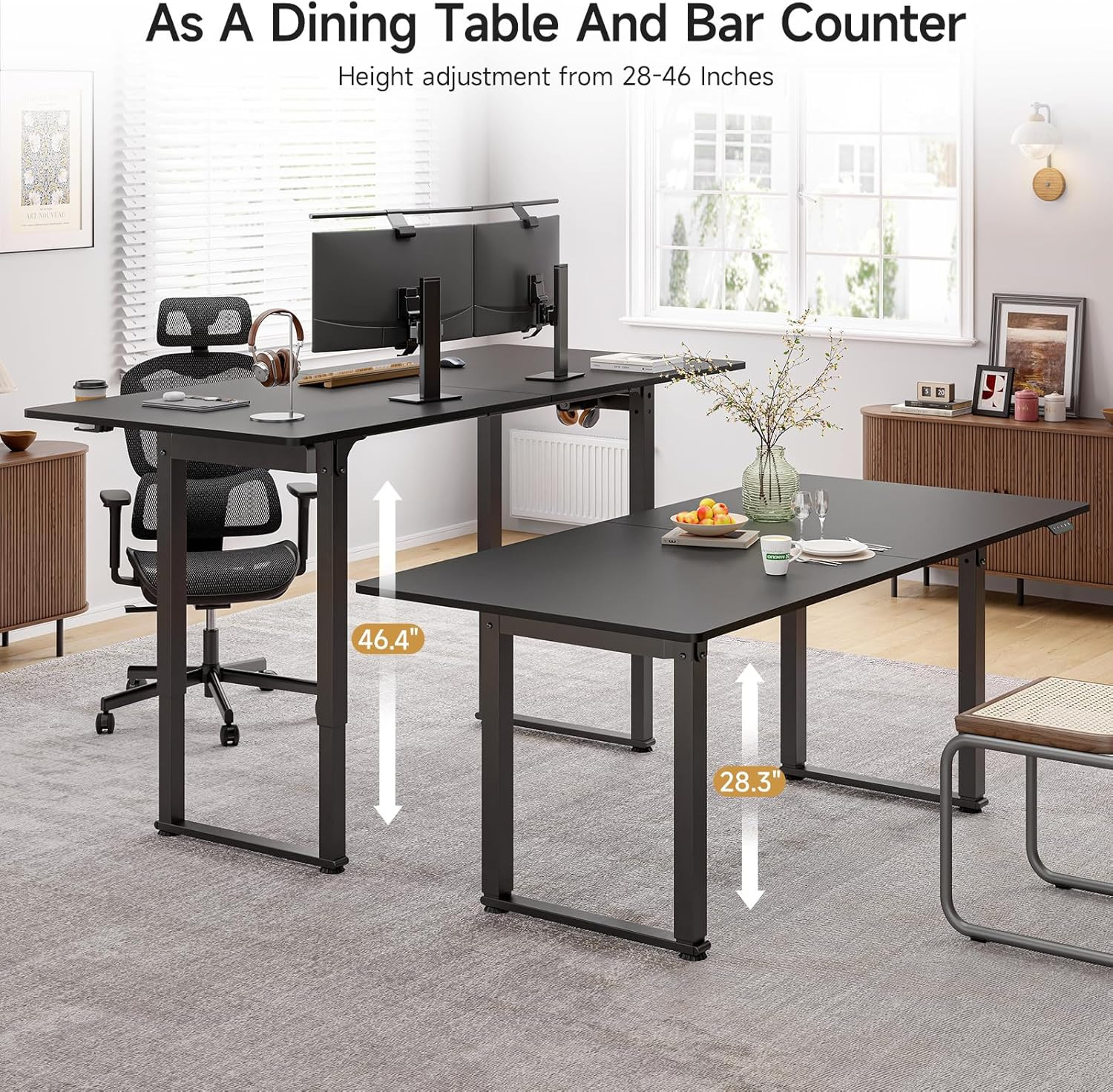 Electric Height Adjustable Standing Desk 71″x32″ with Dual Motor & Memory Preset