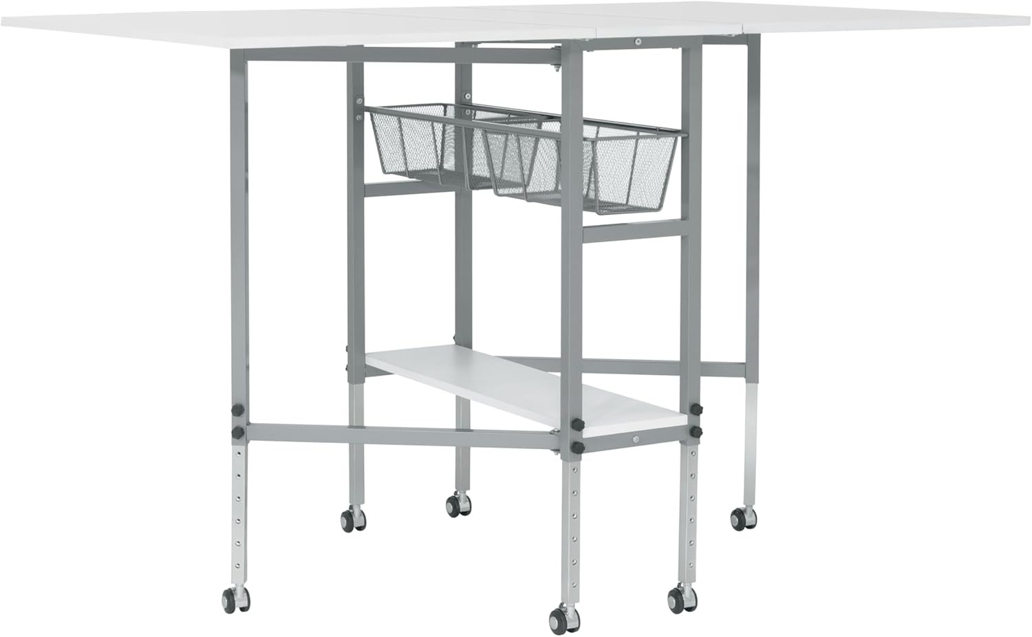 Sew Ready Hobby and Cutting Table – 58.75″ W x 36.5″ D White Silver/White