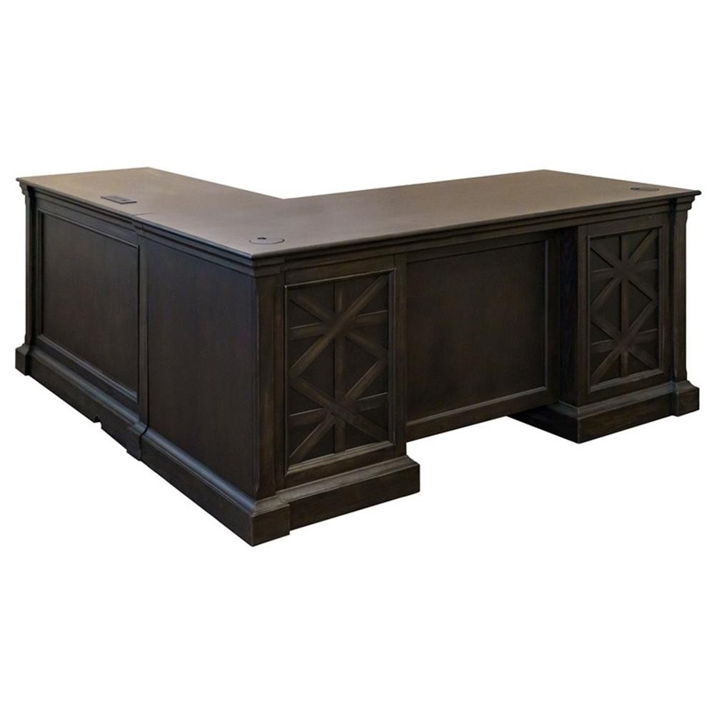 Martin Furniture 66″W Wood L-Desk & Return Writing Table & Return in Dark Brown