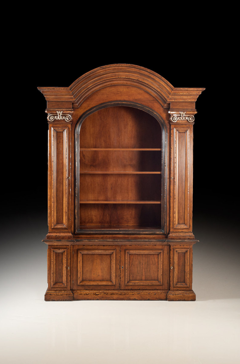 Executive Desk Handcrafted Solid Walnut Black Italian Leather Antique Office 78″
