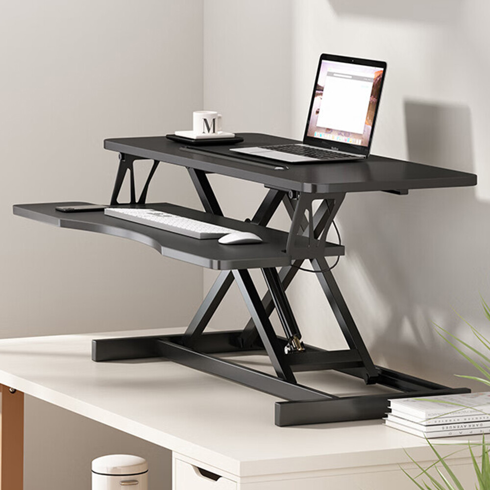 Desk Converter Height Adjustable Sit To Stand Riser Dual Monitor Workstation
