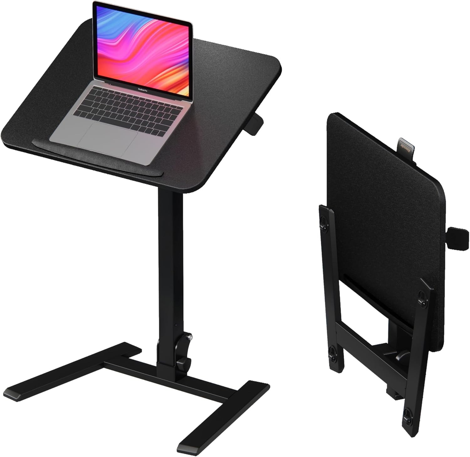 25 Inch Mobile Folding Desk No Assembly Pneumatic Sit-Stand Desk 29-42″ Height