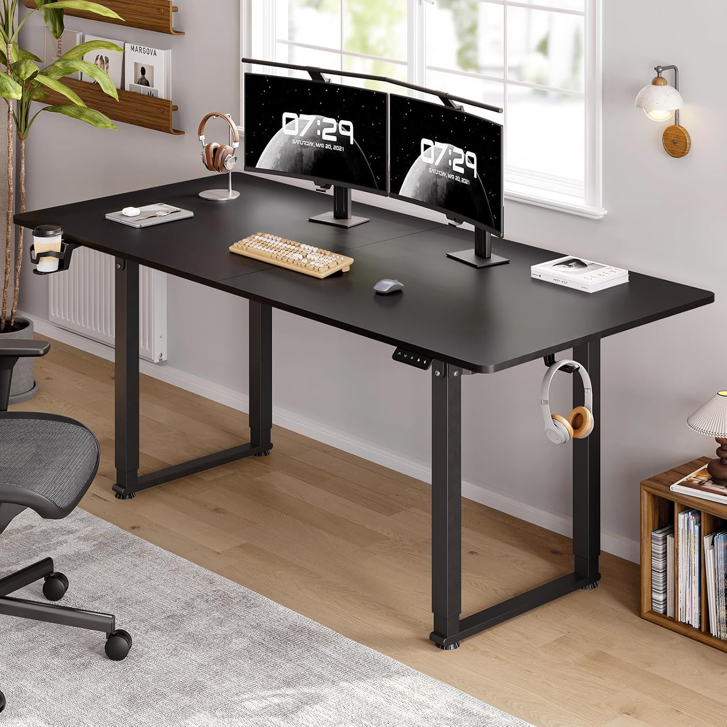 Electric Height Adjustable Standing Desk 71″x32″ with Dual Motor & Memory Preset