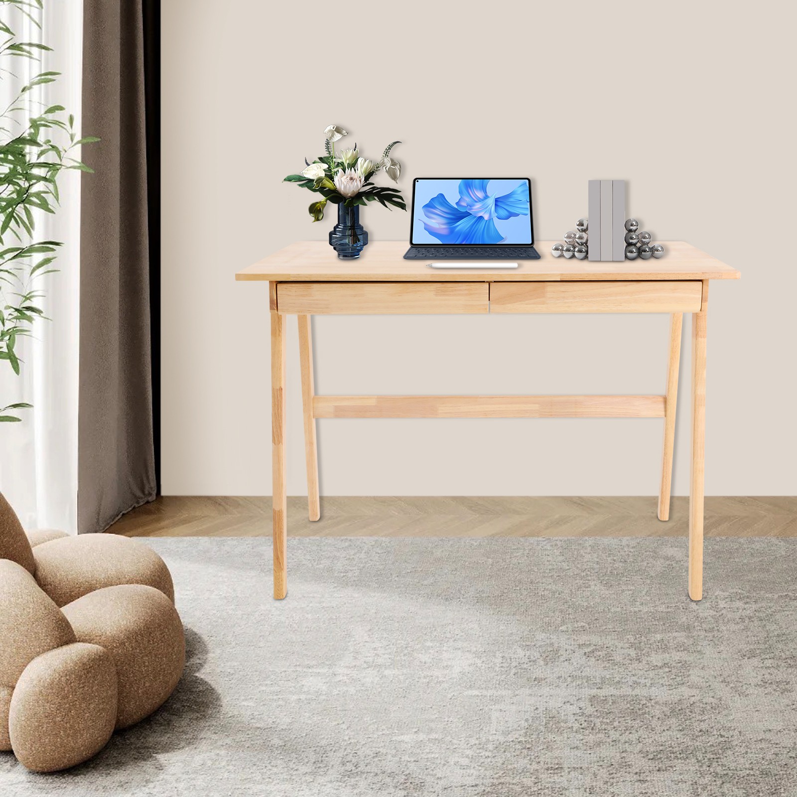 Home Office Desk for Small Spaces Freestanding Writing Desk Desk with Drawers