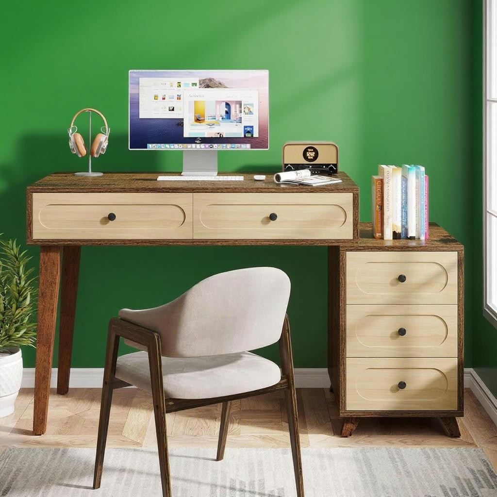 Computer Desk Designed with 5 Pull-out Drawers