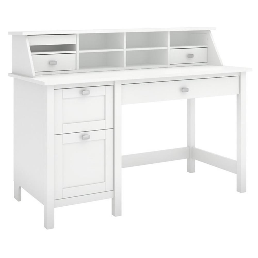 Maklaine Modern / Contemporary Computer Desk with 2 Drawer in White