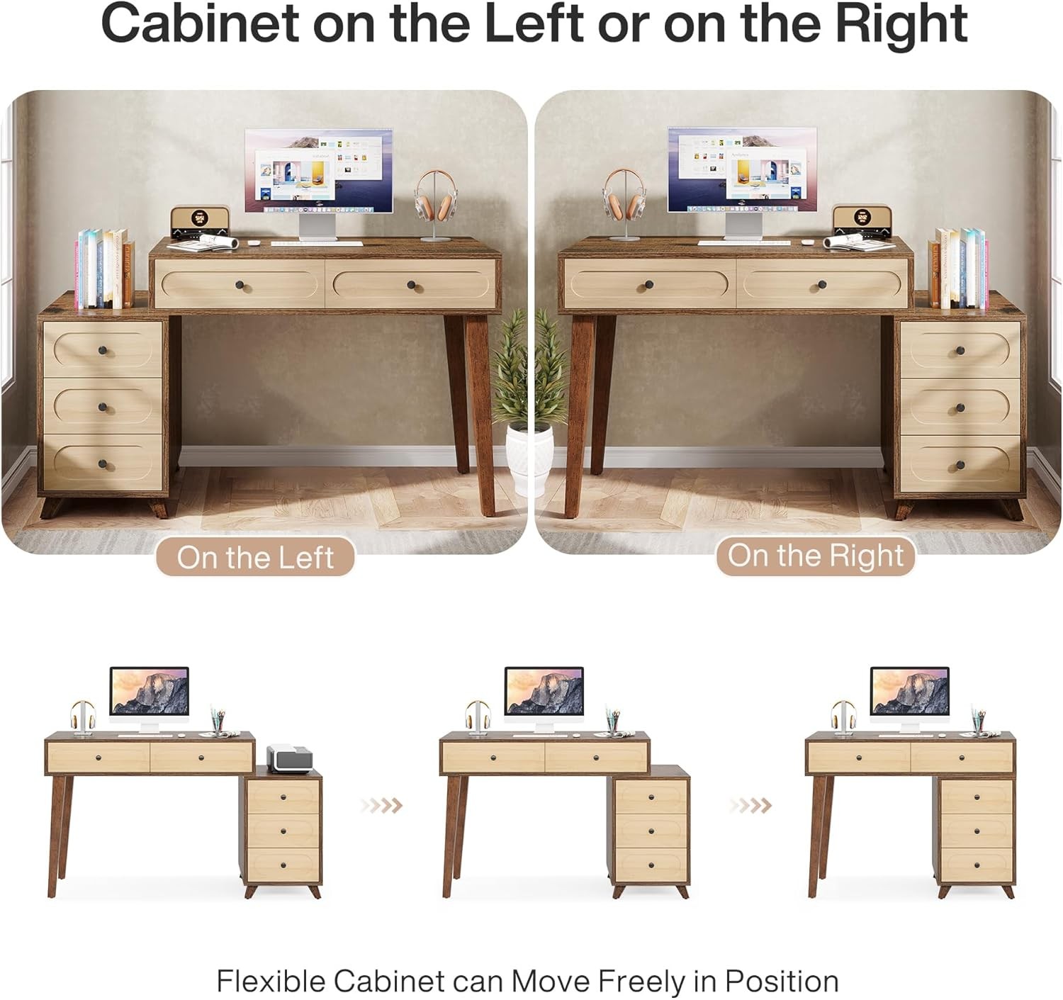 Computer Desk Designed with 5 Pull-out Drawers