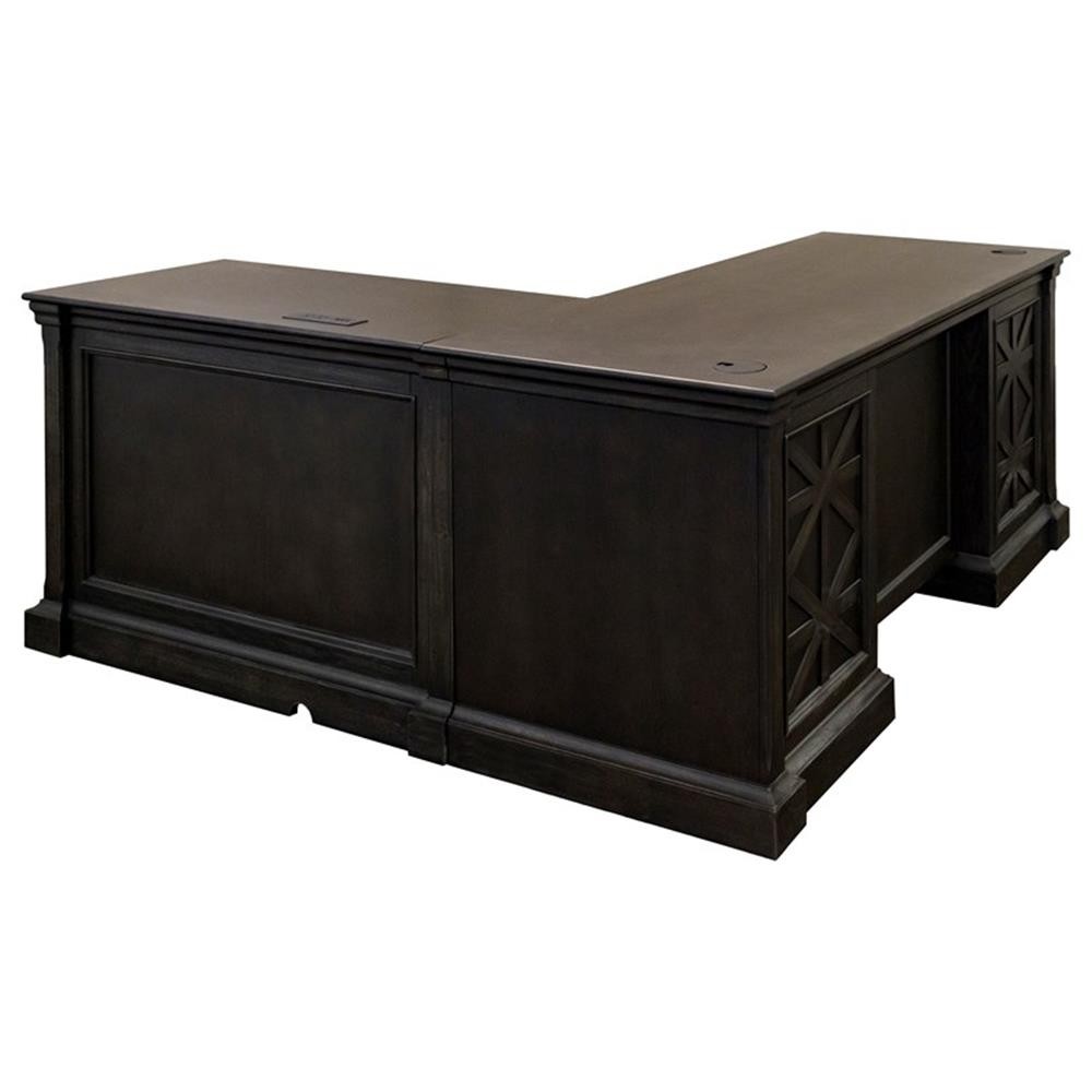 Martin Furniture 66″W Wood L-Desk & Return Writing Table & Return in Dark Brown