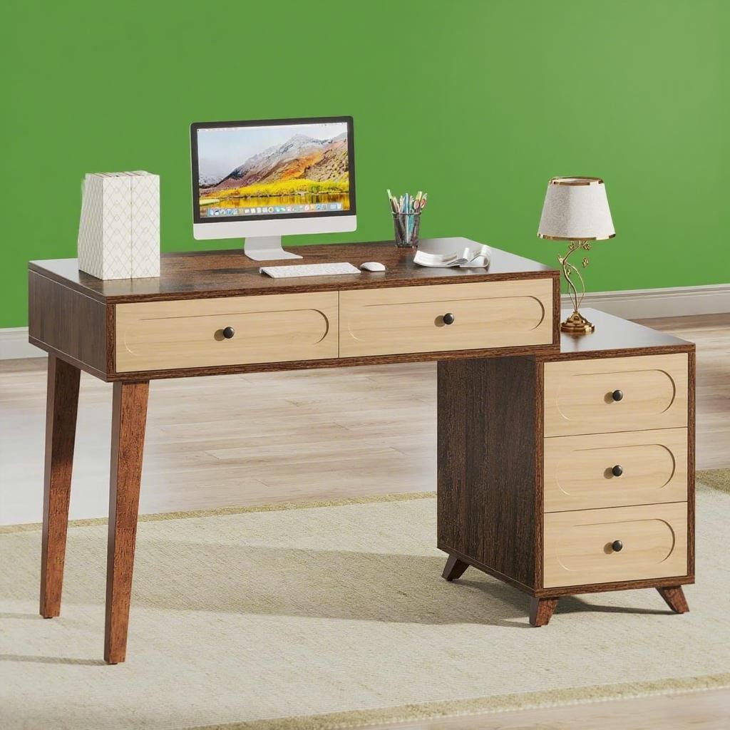 Computer Desk Designed with 5 Pull-out Drawers