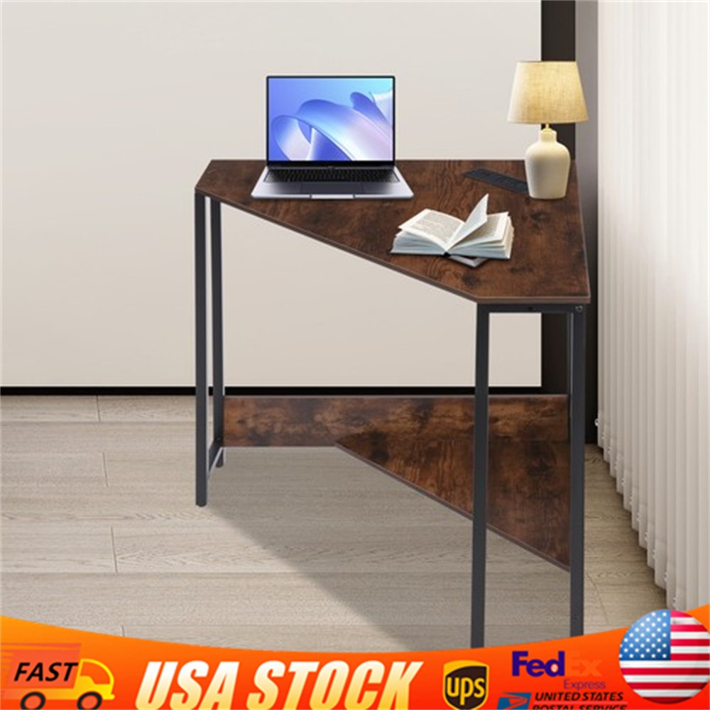 Corner Desk with Outlets, Small Desk with Outlets,Free Standing Corner Table