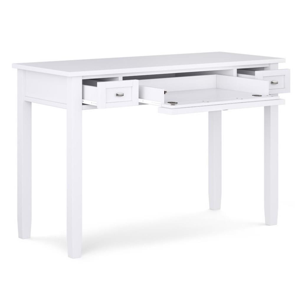 Simpli Home Warm Shaker Wood Transitional 48″ Writing Office Desk in White