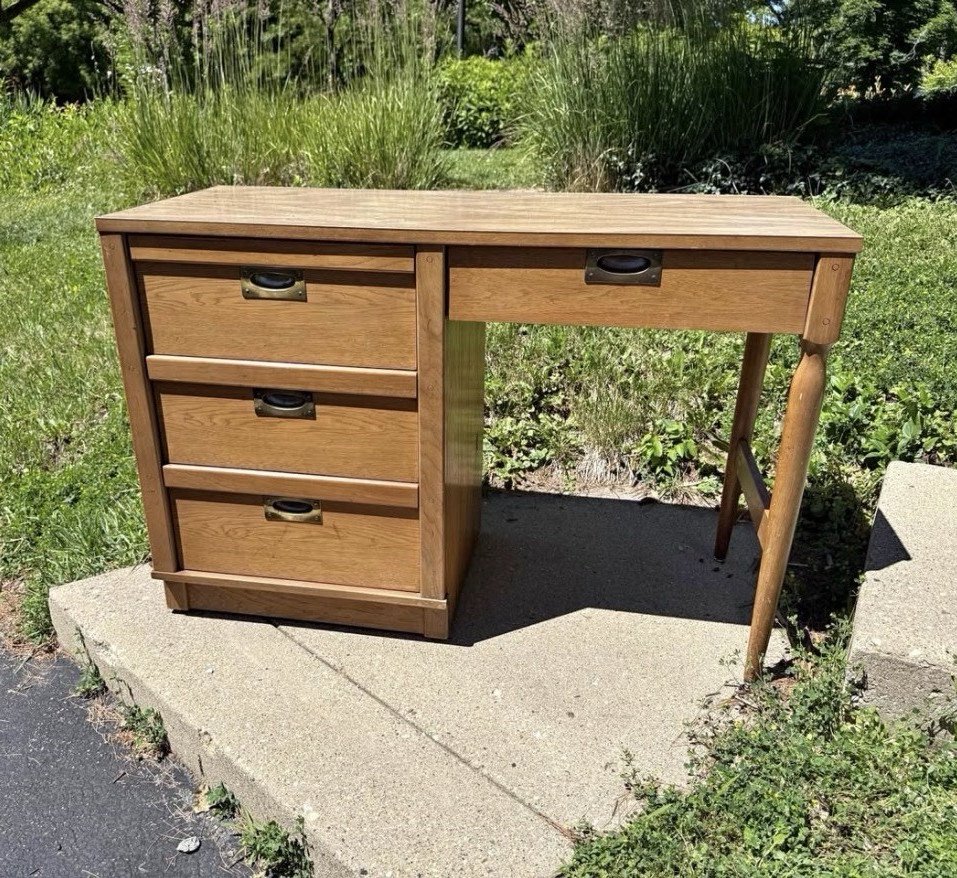 Wood Computer Desk w/ 4 Drawers, Freestanding, 50x24x30 in, Brown