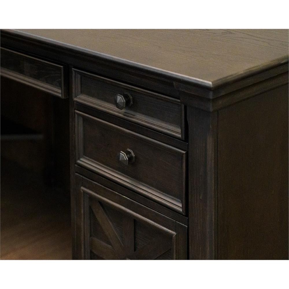 Martin Furniture 66″W Wood L-Desk & Return Writing Table & Return in Dark Brown