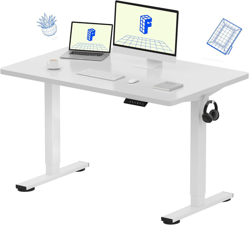 EN1 One-Piece Standing Desk, 48"X24" Seamless Desktop Electric Height Adjustable