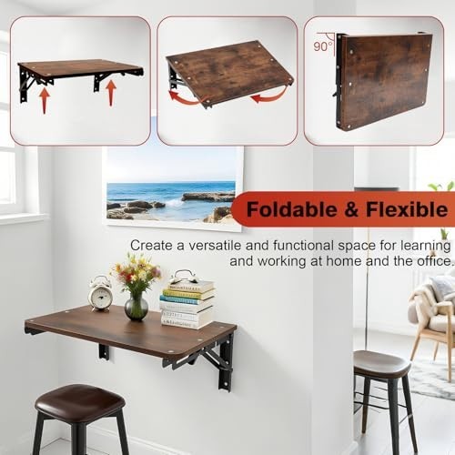 Wall-Mounted Folding Shelf for Small Spaces - Floating Desk & Media Shelf, 30lbs gallery