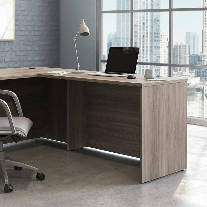 Stylish Hudson Elm 48x24 Office Desk Shell with Credenza and Return gallery