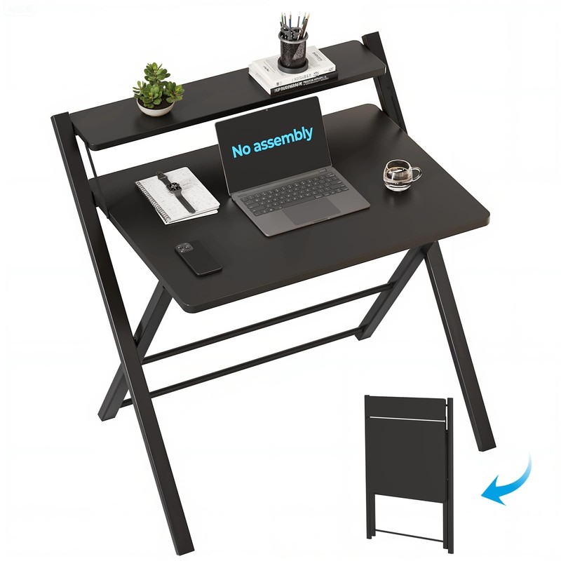 Folding Table 70 cm with Monitor Stand, Desk Folding, Computer Table, Kl...