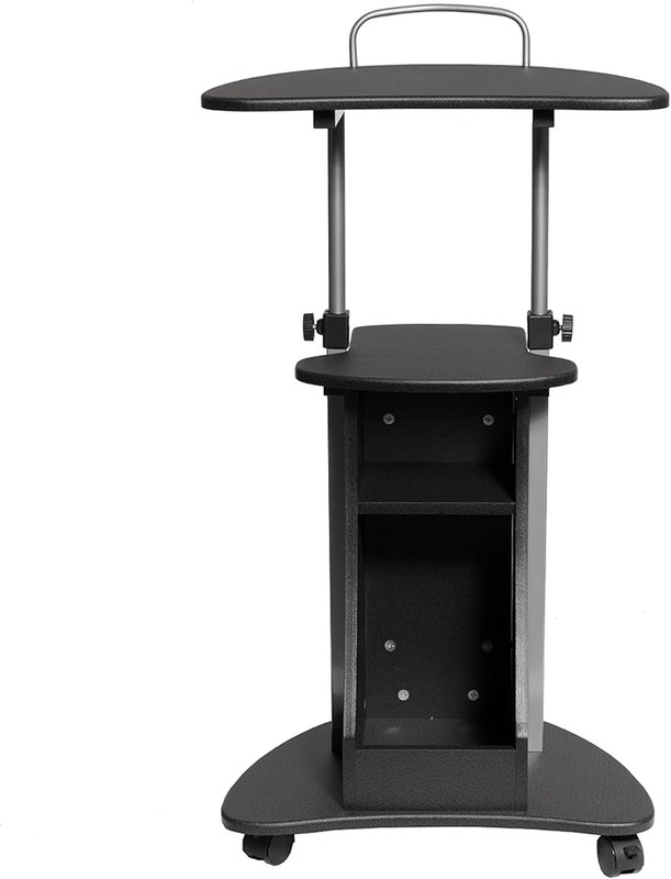 Sit-To-Stand Rolling Adjustable Height Laptop Cart with Storage, Graphite, 22 X gallery