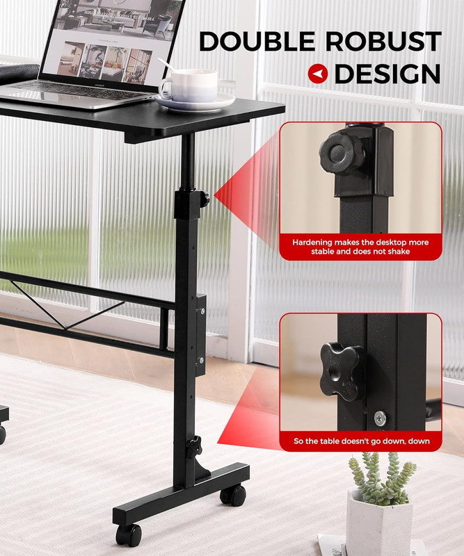 Standing Desk Adjustable Height, Mobile Stand up Desks with Wheels Small Compute gallery