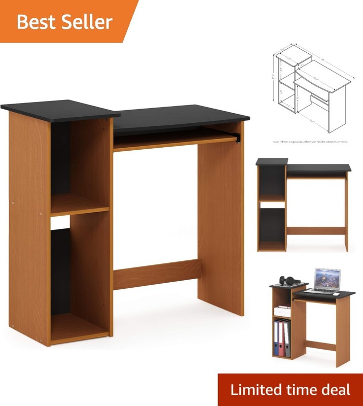 Econ Multipurpose Writing Desk – Light Cherry/Black, Compact Design with Storage