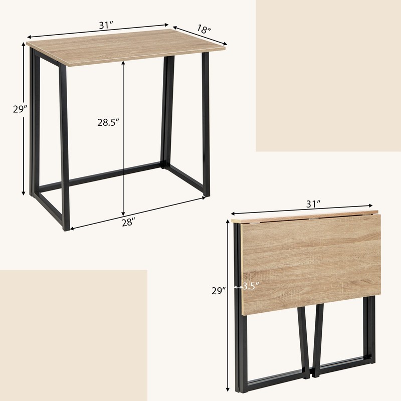 Folding Computer Desk Study Writing Table for Small Spaces No Assembly Oak gallery