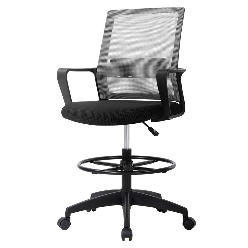 Fdw Drafting Chair Tall Office Chair Mesh Ergonomic Mid-Back Desk Chair