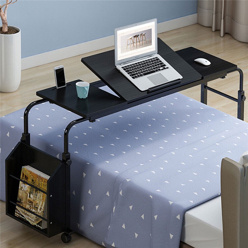 Adjustable Rolling Over-Bed Laptop Desk Cart With Tilt Tray & Casters gallery