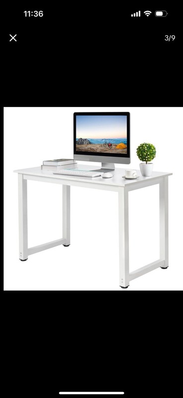 White desktop+ White pipe frame P2 particleboard with triamine steel feet 110cm