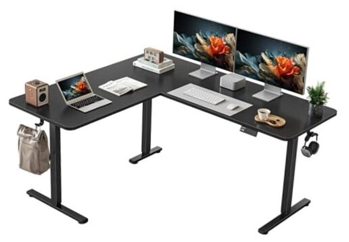 L Shaped Standing Desk Adjustable Height, 63 x 55 Inches 63*55 Inch Black