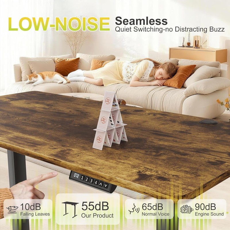 Stylish Rustic Brown Electric Standing Desk with Easy Assembly - 154lbs Capacity gallery