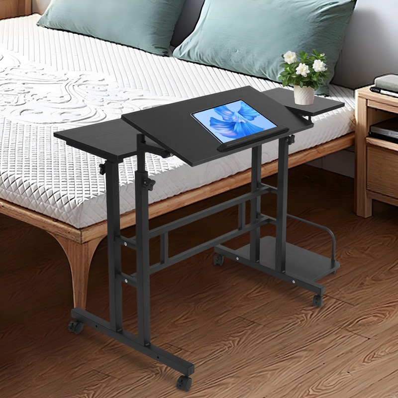 Mobile Standing Desk Foldable Computer Desk Adjustable Hight for Home Office gallery