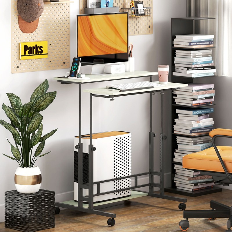 HOMCOM Adjustable Standing Desk w/ Power Outlets, Refurbished gallery