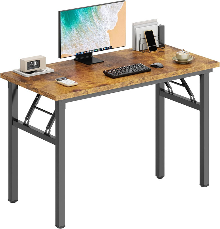 Compact Folding Computer Desk 39.4″ Retro Black – No Assembly Needed