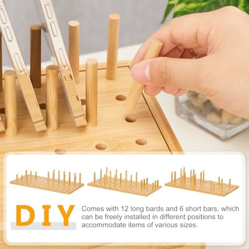 Bamboo Charging Station Organizer: 2 Layer Charger Holder with Drawer Natural gallery