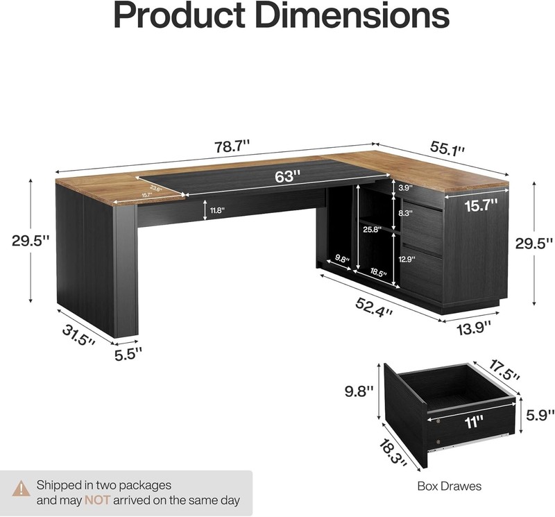 78-Inch L-Shaped Executive Desk, Modern Large Office Computer Desk with Cabinet gallery