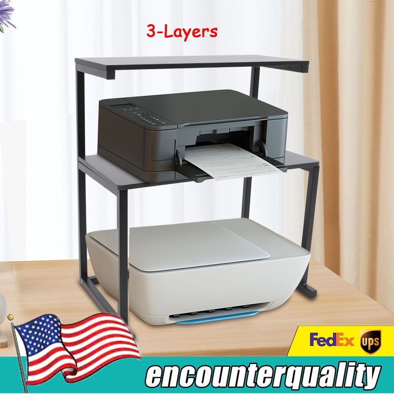 3 Tier Iron Printer Stand Desk Shelf Storage Home/Office/Computer Organizer US