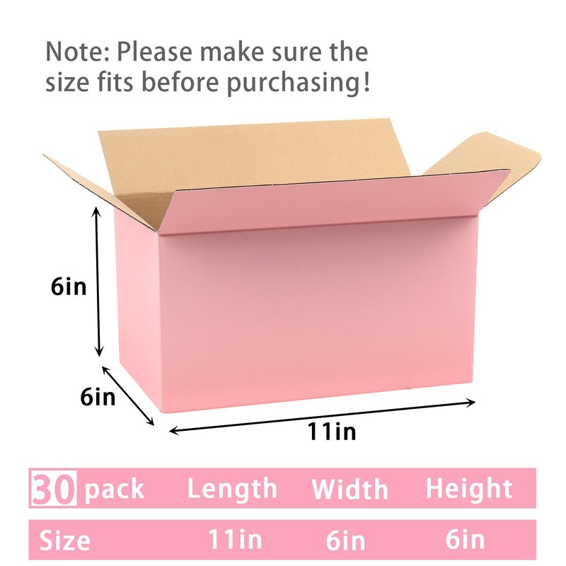 DEZIBOX Pink Shipping Boxes 11x6x6" 30 Pack Corrugated Cardboard Mailer Box gallery