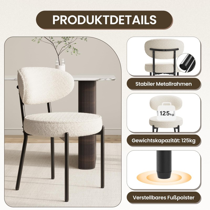Dining Chairs Set of 4 with 10cm Seat Cushions - Modern Upholstered Chairs in Cus... gallery