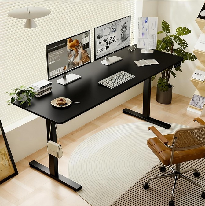 55" Lift-up Home Office Computer Table Height Adjustable 27"-45" Standing Desk gallery