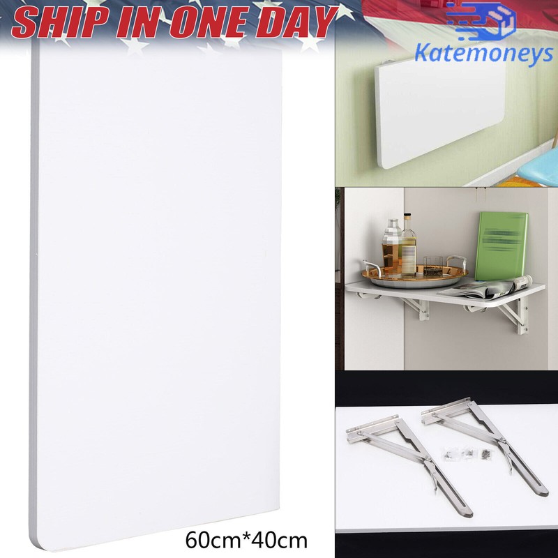 Folding PC Table Wall Mount Floating Desk Home Space Saving Laptop Desk 60x40cm gallery