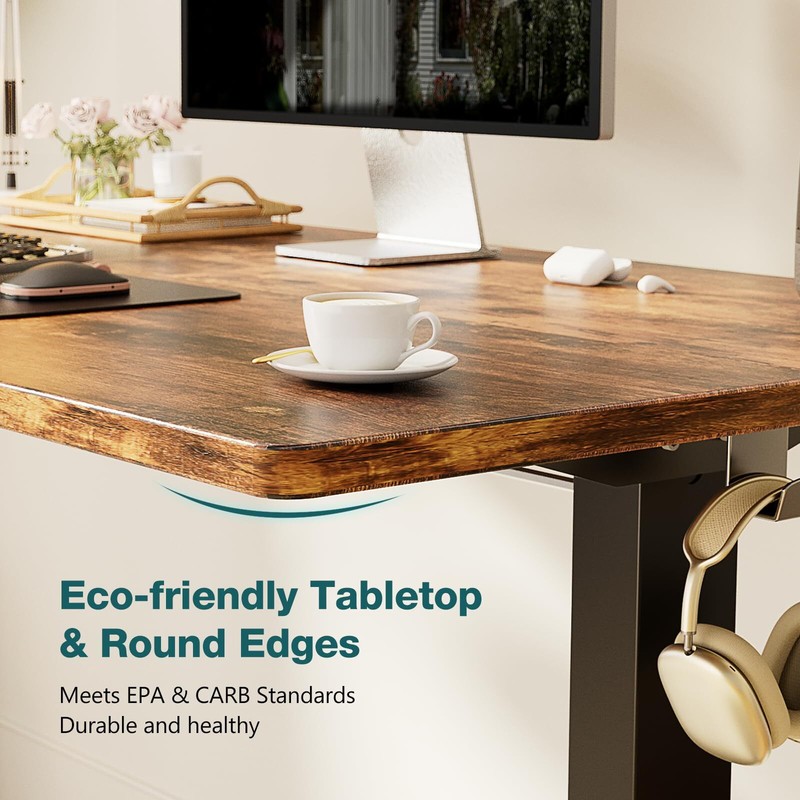 24x55 Inches Standing Desk Adjustable Height with Cable Management Rustic Brown gallery