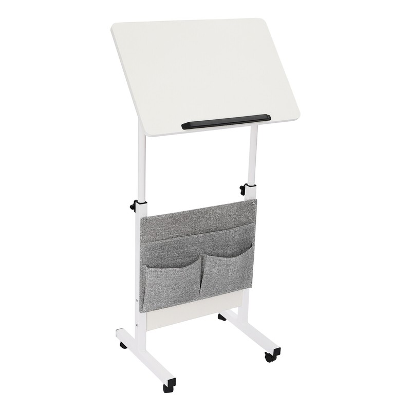 Rolling Laptop Desk Office Computer Table Adjustable Height Stand up w/ Storage gallery