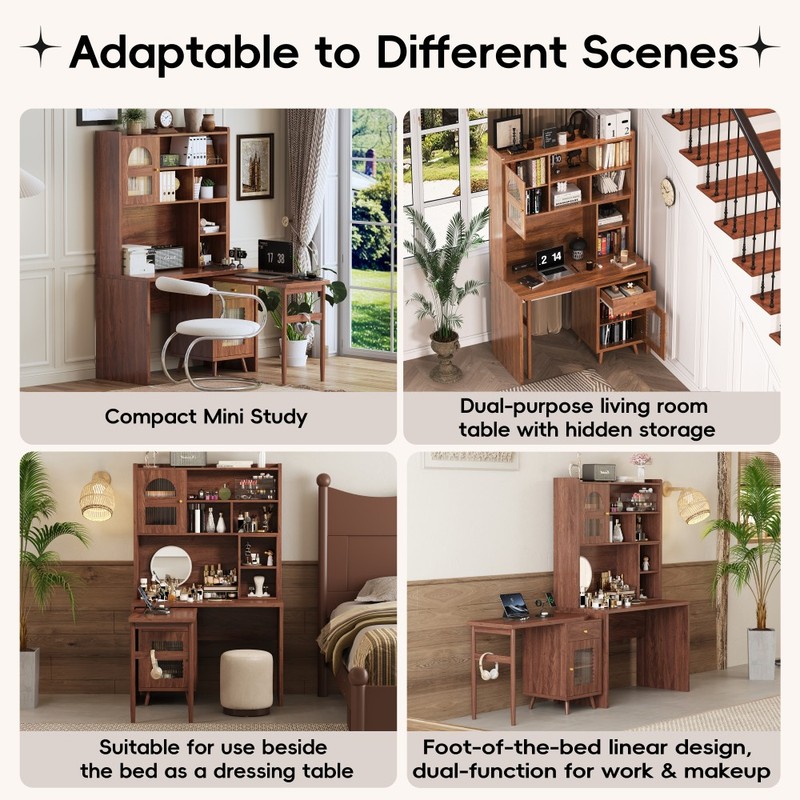 Rotating Computer Desk ,Rotating Desktop, Corner Office Desk with Storage Drawer gallery