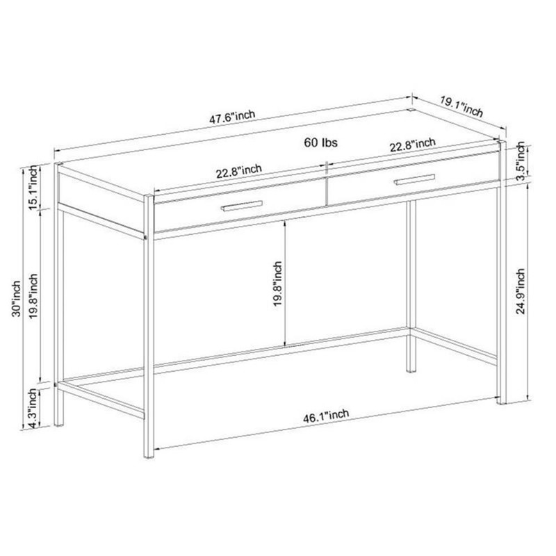 Pemberly Row 2-Drawer Wood/Metal Writing Desk with Shelve in Mahogany Brown gallery