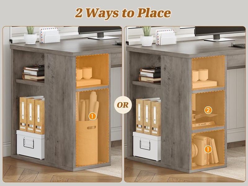 Farmhouse 96.5" Computer Desk, Long Two Person Desk w/3 Drawers &Storage Shelves gallery