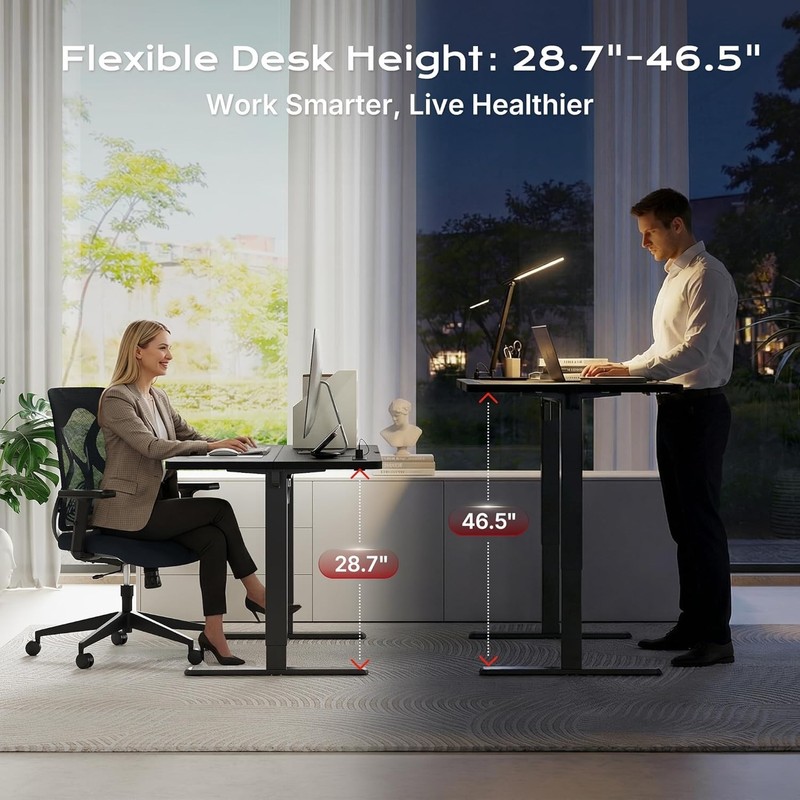 Electric Standing Desk with Power Outlets and USB-C Port, 47 X 24 Inch Height... gallery