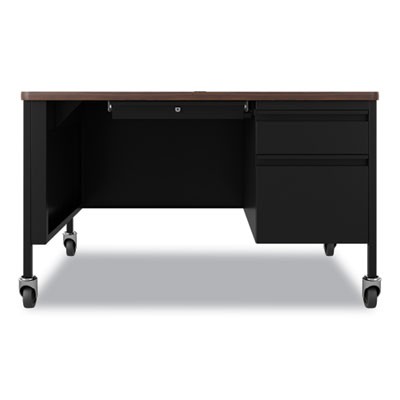 Hirsh Industries 22656 Mobile Teacher Desk Walnut/Black 48″x30″