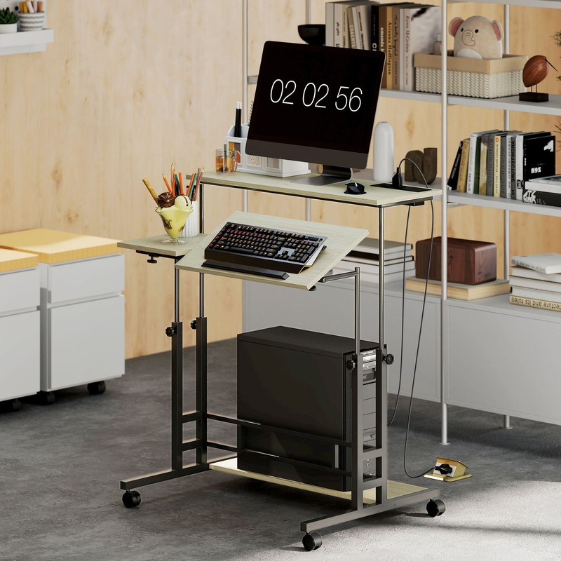 HOMCOM Adjustable Standing Desk w/ Power Outlets, Refurbished gallery