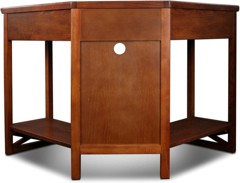 Oak Corner Computer Desk with Drop-Front Keyboard Drawer gallery
